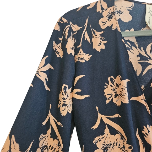 Allison Joy Navy Floral Wrap Dress - Picture 3 of 7